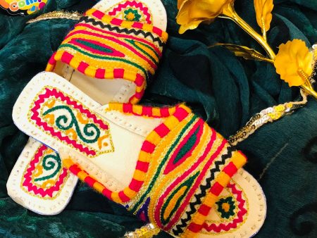 Hand-Made Multani Flat Chappal - Multi Color For Cheap